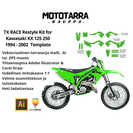 TX RACE Restyle Kit for Kawasaki KX 125 250 1994 1995 1996 1997 1998 1999 2000 2001 2002 Graphics Template