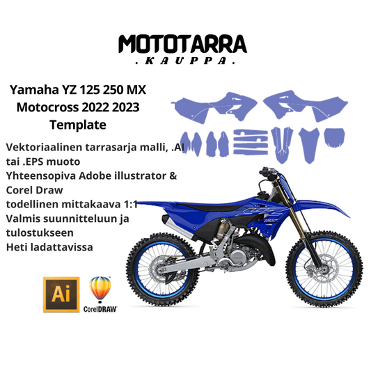 Yamaha YZ 125 250 MX Motocross 2022 2023 Graphics Template