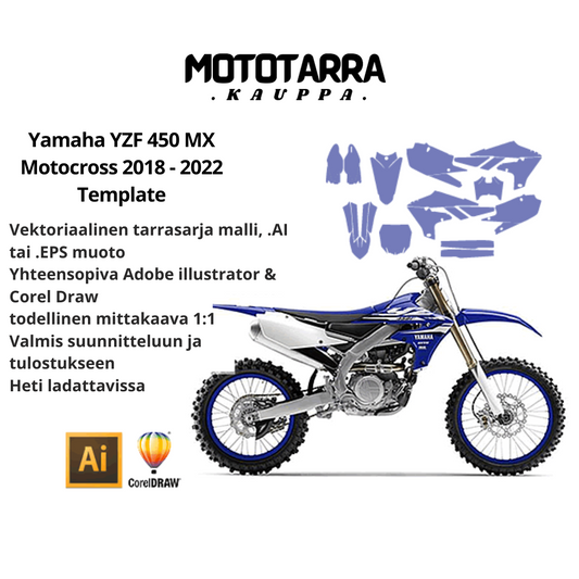 Yamaha YZF 450 MX Motocross 2018 2019 2020 2021 2022 Graphics Template
