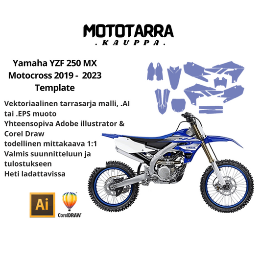 Yamaha YZF 250 MX Motocross 2019 2020 2021 2022 2023 Graphics Template