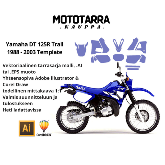 Yamaha DT 125R Trail 1988 1989 1990 1991 1992 1993 1994 1995 1996 1997 1998 1999 2000 2001 2002 2003 Graphics Template