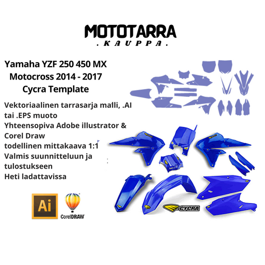 Yamaha YZF 250 450 MX Motocross 2014 2015 2016 2017 Cycra Plastics Graphics Template