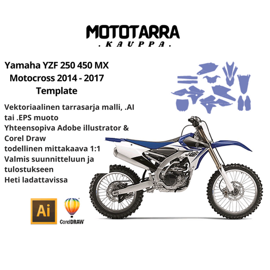 Yamaha YZF 250 450 MX Motocross 2014 2015 2016 2017 Graphics Template