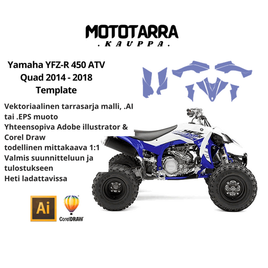 Yamaha YFZ-R 450 ATV Quad 2014 2015 2016 2017 2018 Graphics Template
