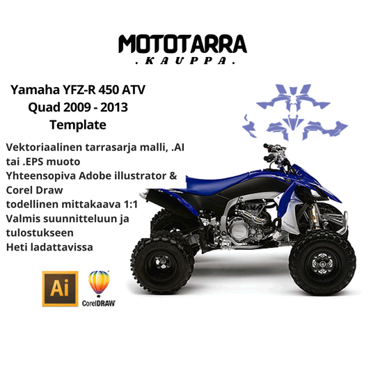 Yamaha YFZ-R 450 ATV Quad 2009 2010 2011 2012 2013 Graphics Template