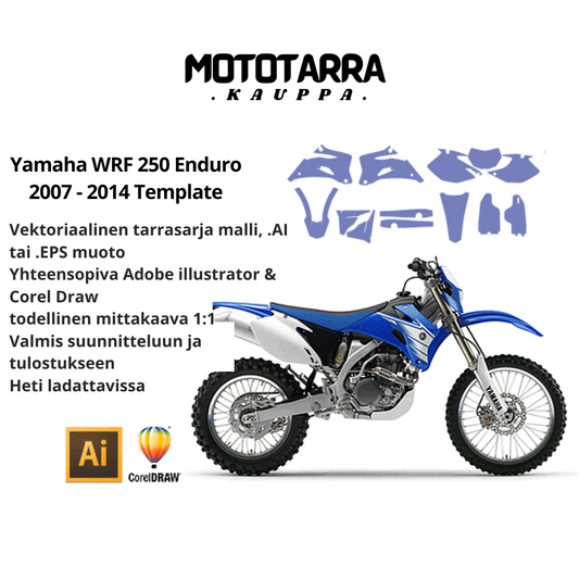 Yamaha WRF 250 Enduro 2007 2008 2009 2010 2011 2012 2013 2014 Graphics Template