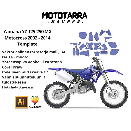 Yamaha YZ 125 250 MX Motocross 2002 2003 2004 2005 2006 2007 2008 2009 2010 2011 2012 2013 2014 Graphics Template