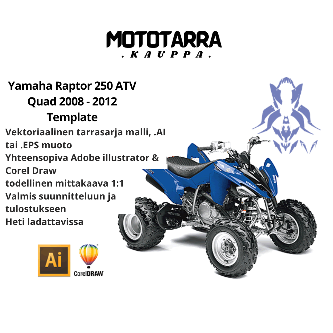 Yamaha Raptor 250 ATV Quad 2008 2009 2010 2011 2012 Graphics Template
