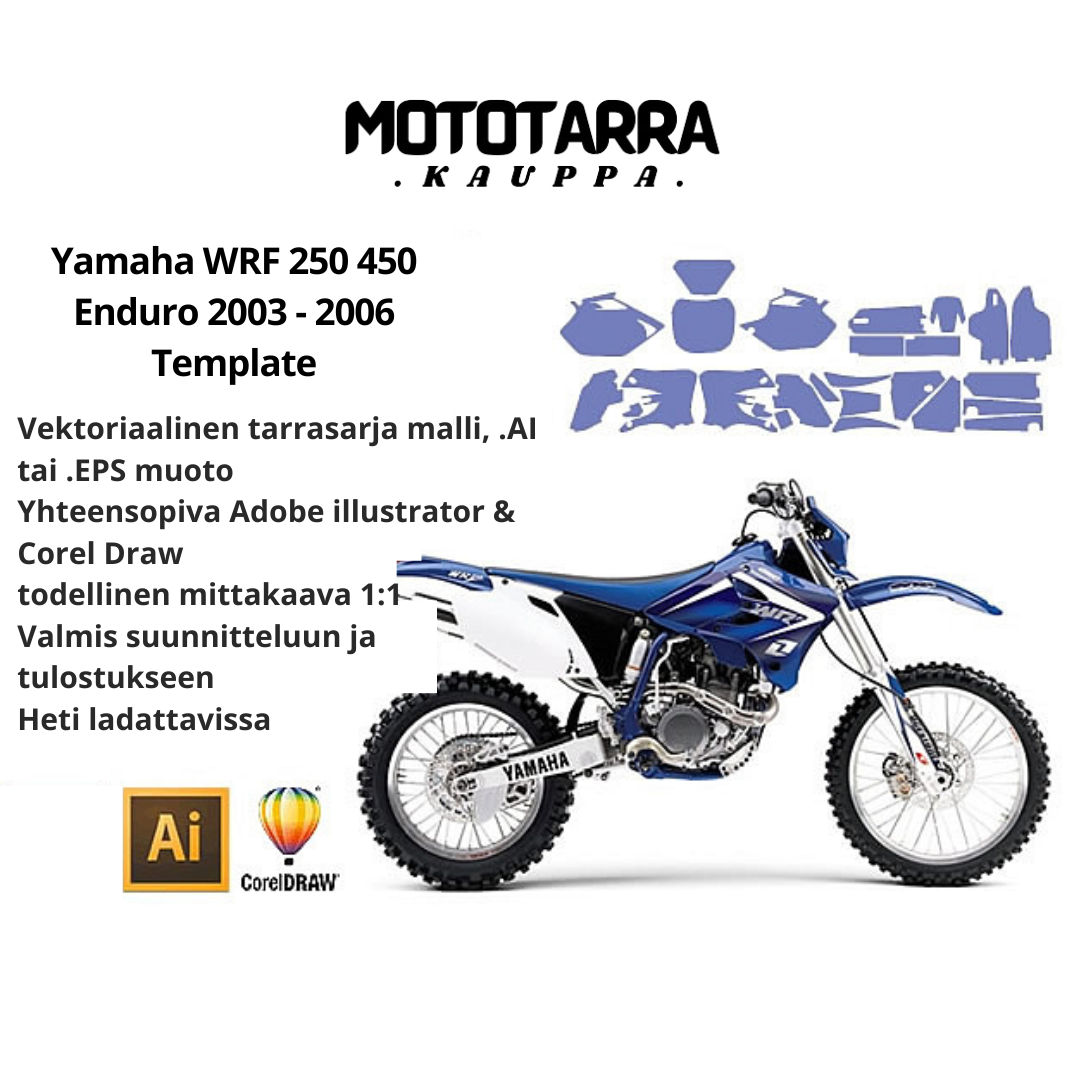 Yamaha WRF 250 450 Enduro 2003 2004 2005 2006 Graphics Template