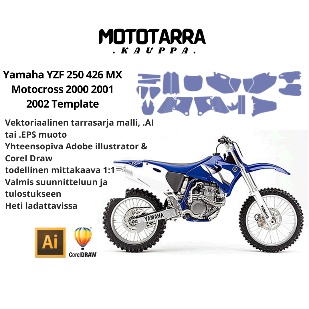 Yamaha YZF 250 426 MX Motocross 2000 2001 2002 Graphics Template