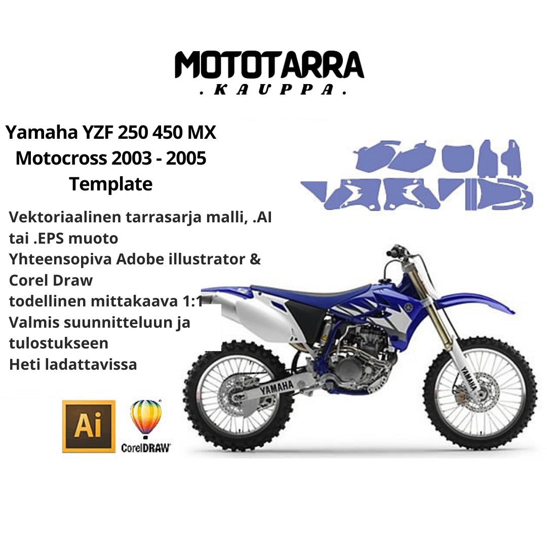 Yamaha YZF 250 450 MX Motocross 2003 2004 2005 Graphics Template