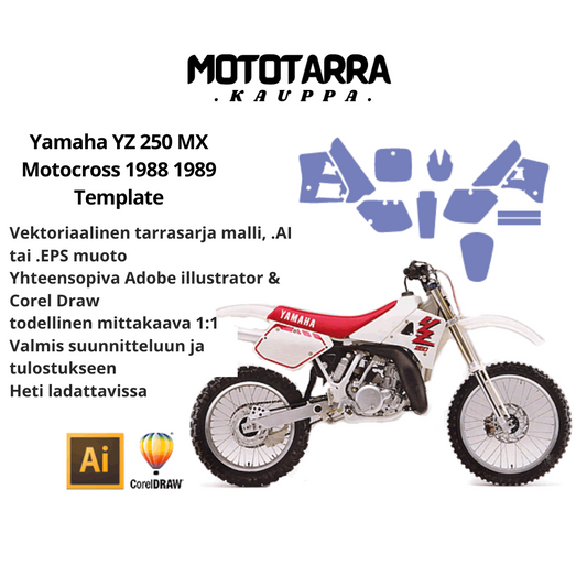 Yamaha YZ 250 MX Motocross 1988 1989 Graphics Template