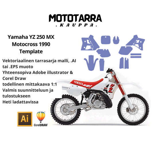 Yamaha YZ 250 MX Motocross 1990 Graphics Template