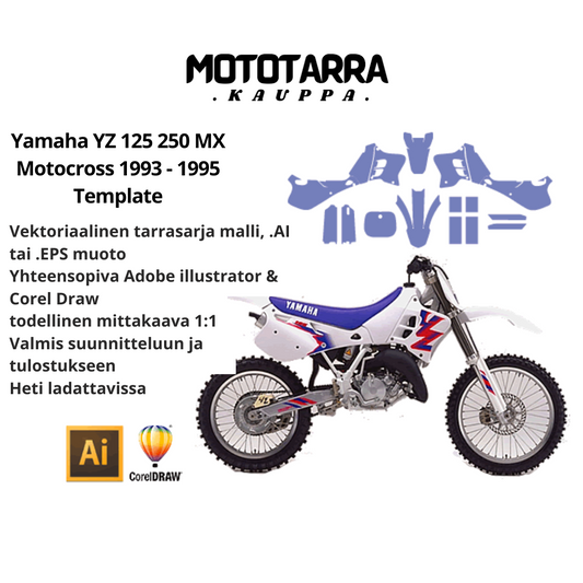 Yamaha YZ 125 250 MX Motocross 1993 1994 1995 Graphics Template