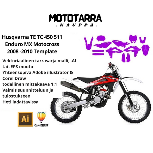 Husqvarna TE TC 450 511 Enduro MX Motocross 2008 2009 2010 Graphics Template