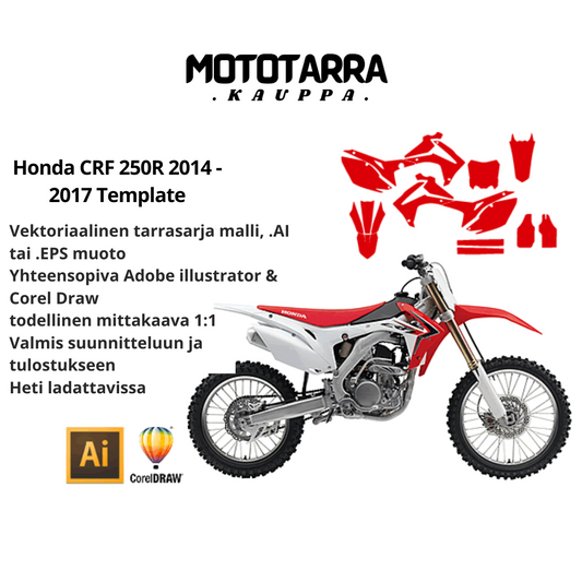 Honda CRF 250R MX Motocross 2014 2015 2016 2017 Graphics Template