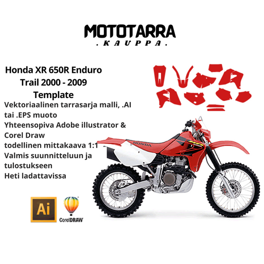 Honda XR 650R Enduro Trail 2000 2001 2002 2003 2004 2005 2006 2007 2008 2009 Graphics Template