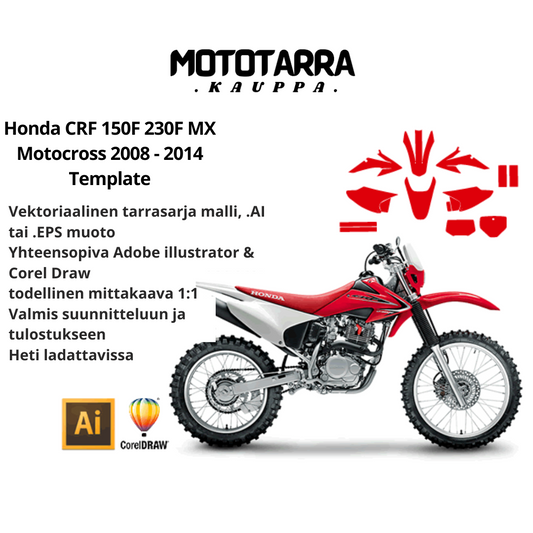 Honda CRF 150F 230F MX Motocross 2008 2009 2010 2011 2012 2013 2014 Graphics Template