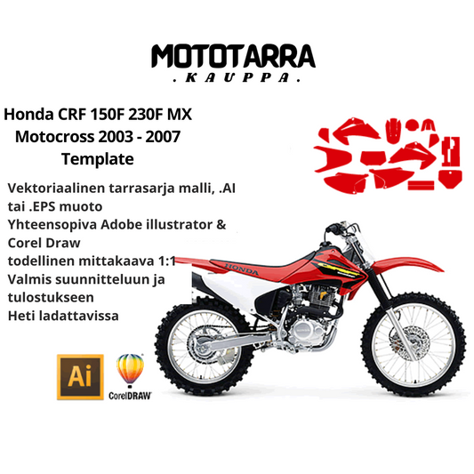 Honda CRF 150F 230F MX Motocross 2003 2004 2005 2006 2007 Graphics Template