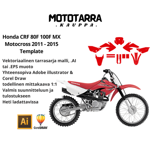 Honda CRF 80F 100F MX Motocross 2011 2012 2013 2014 2015 Graphics Template