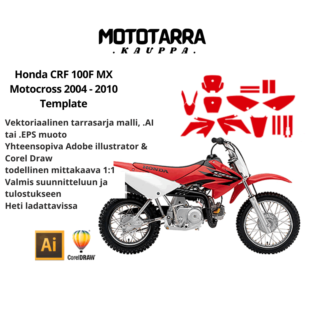 Honda CRF 100F MX Motocross 2004 2005 2006 2007 2008 2009 2010 Graphics Template