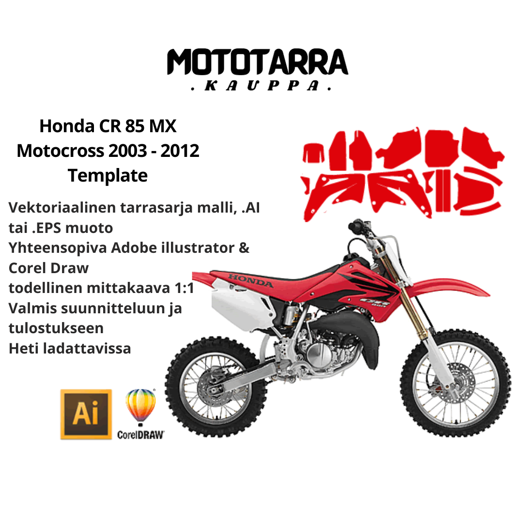Honda CR 85 MX Motocross 2003 2004 2005 2006 2007 2008 2009 2010 2011 2012 Graphics Template