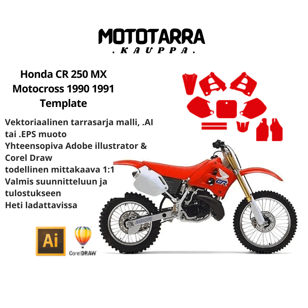 Honda CR 250 MX Motocross 1990 1991 Graphics Template