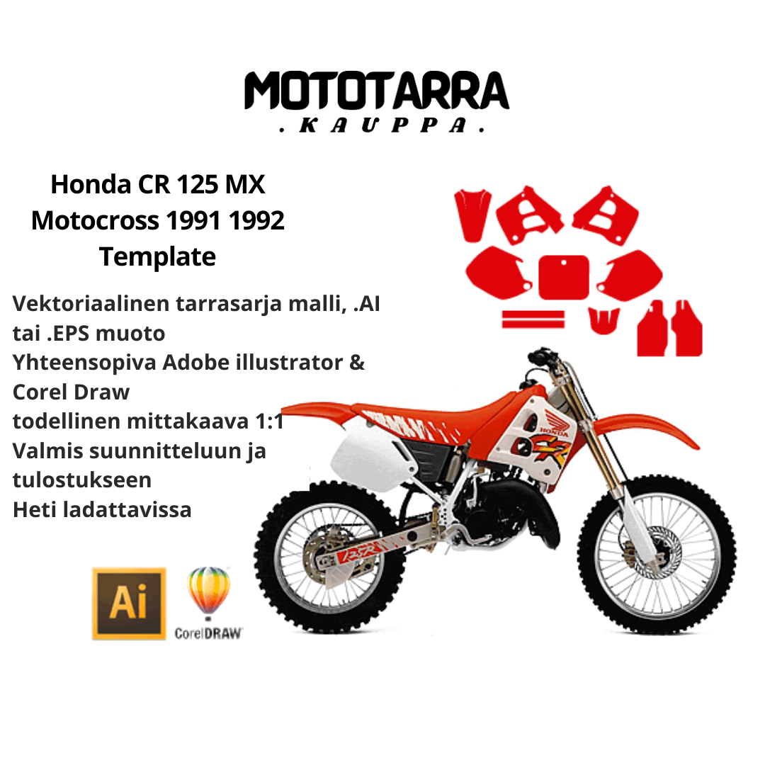 Honda CR 125 MX Motocross 1991 1992 Graphics Template