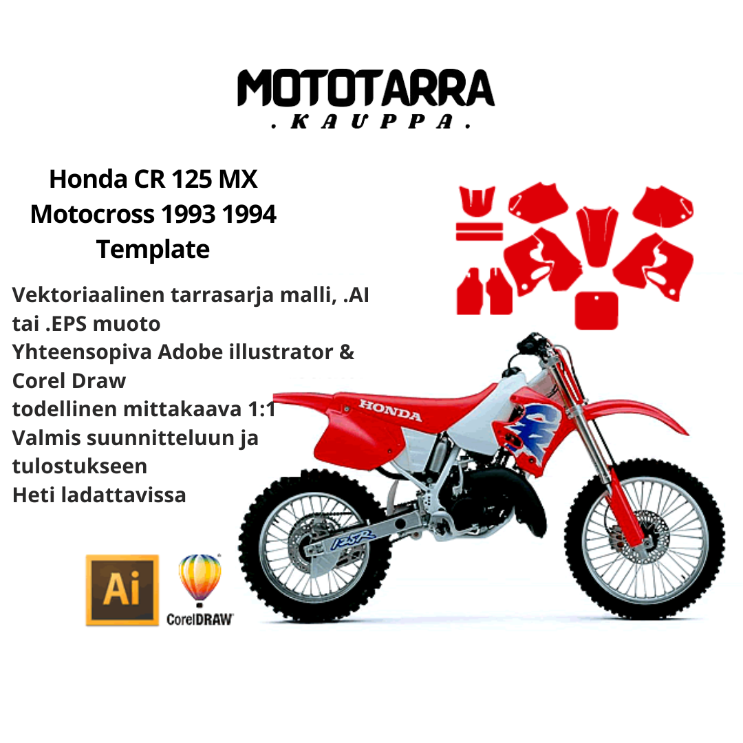 Honda CR 125 MX Motocross 1993 1994 Graphics Template