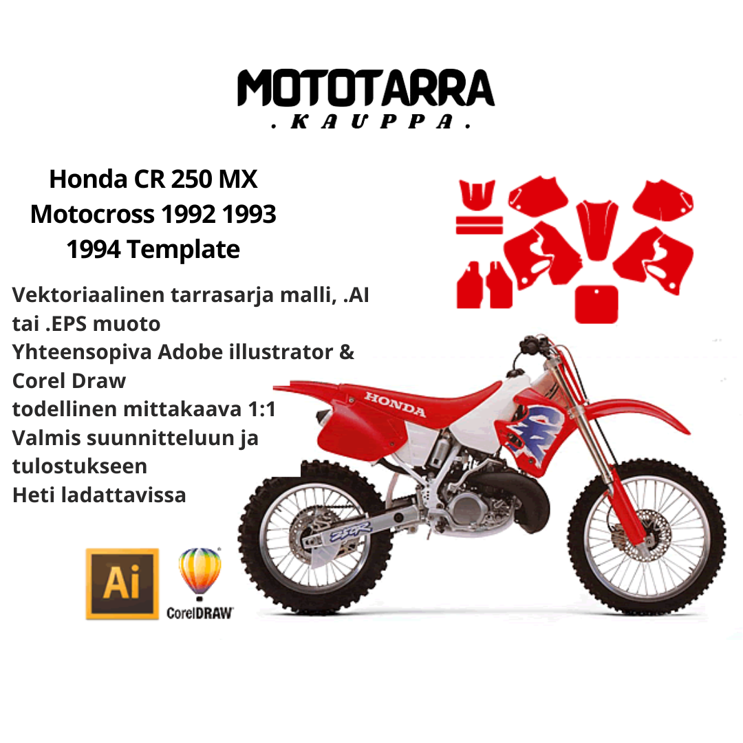 Honda CR 250 MX Motocross 1992 1993 1994 Tarrasarja Template