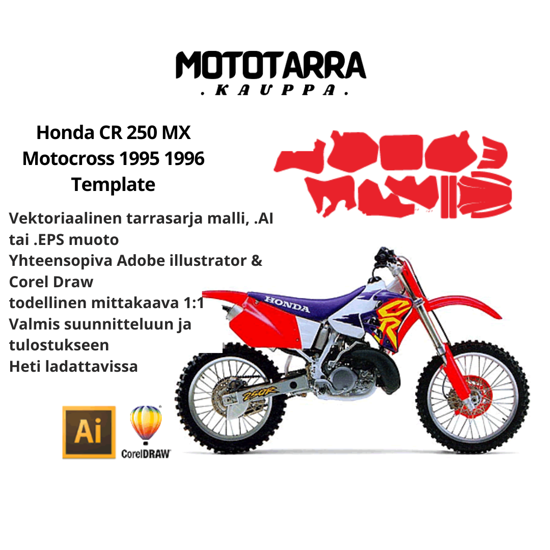 Honda CR 250 MX Motocross 1995 1996 Graphics Template