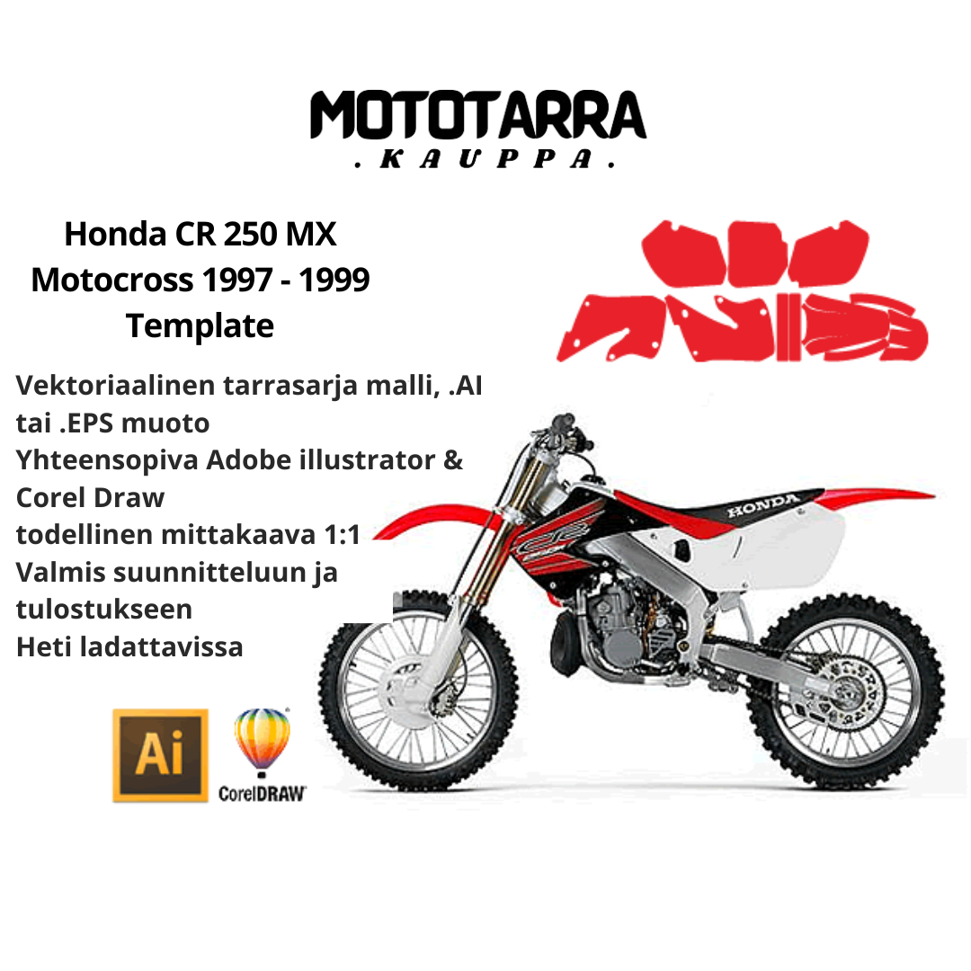 Honda CR 250 MX Motocross 1997 1998 1999 Graphics Template