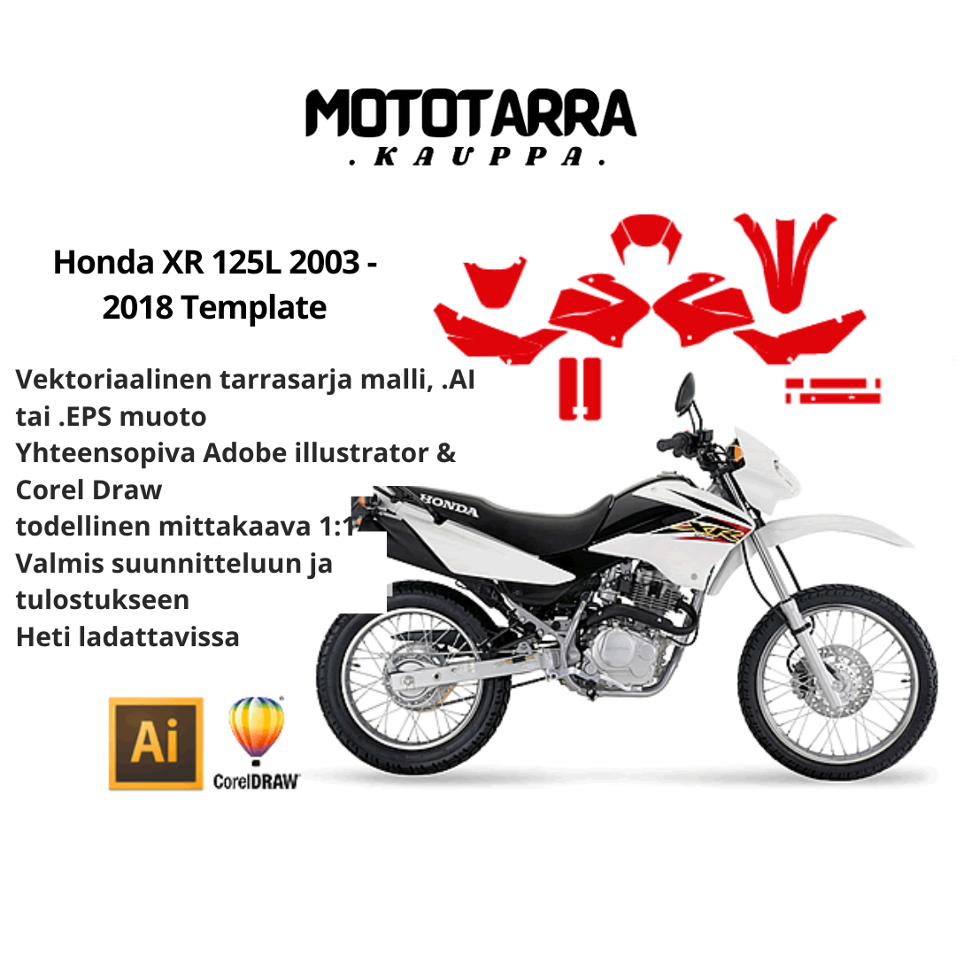 Honda XR 125L 2003 2004 2005 2006 2007 2008 2009 2010 2011 2012 2013 2014 2015 2016 2017 2018 Graphics Template