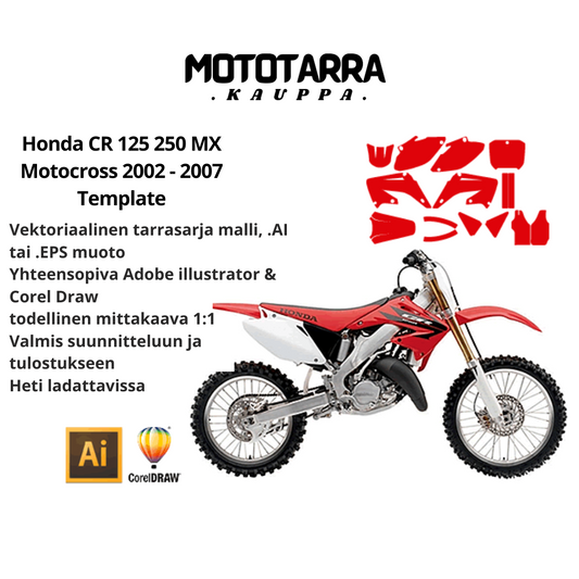 Honda CR 125 250 MX Motocross 2002 2003 2004 2005 2006 2007 Graphics Template