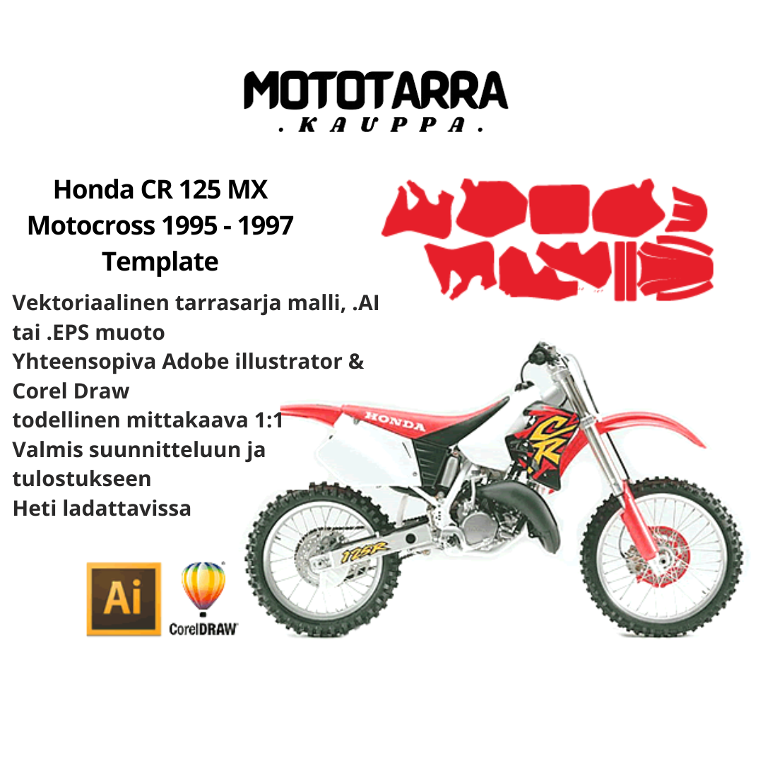 Honda CR 125 MX Motocross 1995 1996 1997 Graphics Template
