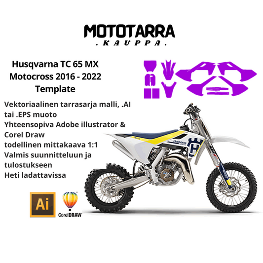 Husqvarna TC 65 MX Motocross 2016 2017 2018 2019 2020 2021 2022 Graphics Template