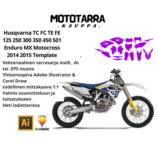 Husqvarna TC FC TE FE 125 250 300 350 450 501 Enduro MX Motocross 2014 2015 Graphics Template