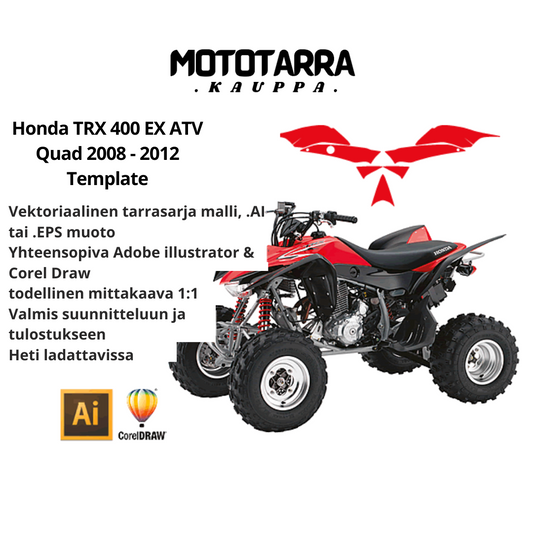Honda TRX 400 EX ATV Quad 2008 2009 2010 2011 2012 Graphics Template
