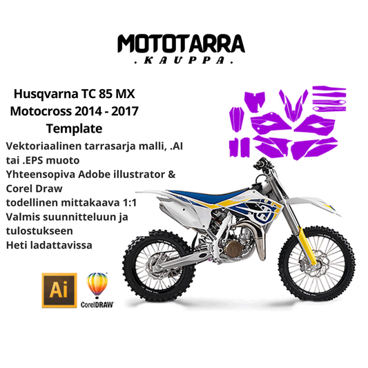 Husqvarna TC 85 MX Motocross 2014 2015 2016 2017 Graphics Template