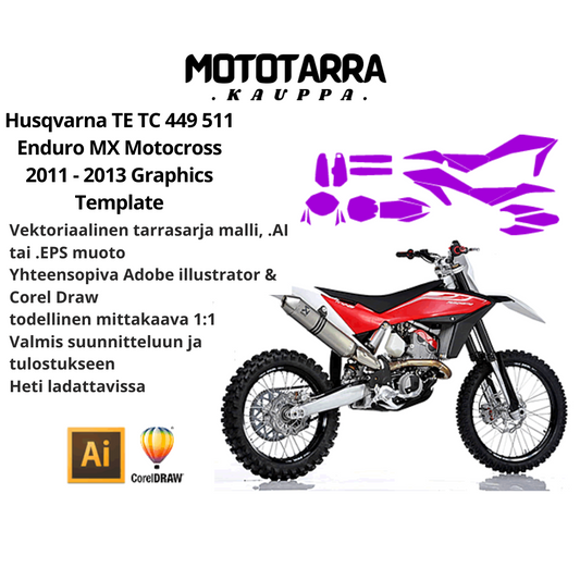Husqvarna TE TC 449 511 Enduro MX Motocross 2011 2012 2013 Graphics Template