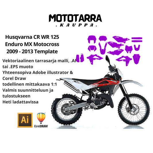 Husqvarna CR WR 125 Enduro MX Motocross 2009 2010 2011 2012 2013 Graphics Template